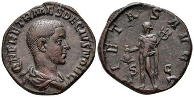 Sestercio de Herennio Etrusco. PIETAS AVGG /S C. Mercurio 2434264.m