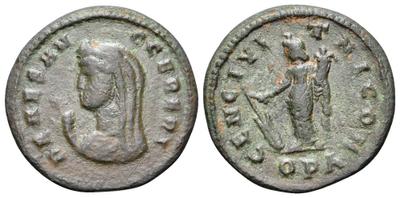 1/4 de nummus atribuido al reinado de Maximino II. APOLLONI SANCTO. Antioquía 3223200.m
