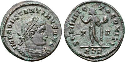 Nummus de Constantino I. SOLI INVICTO COMITI. Trier 5844571.m