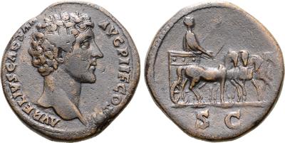 Sestercio de Marco Aurelio. Cuadriga. Roma 7586768.m
