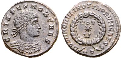 AE3 de Constantino II. DOMINORVM NOSTRORVM CAESS. VOT / V. Ticino 7836738.m